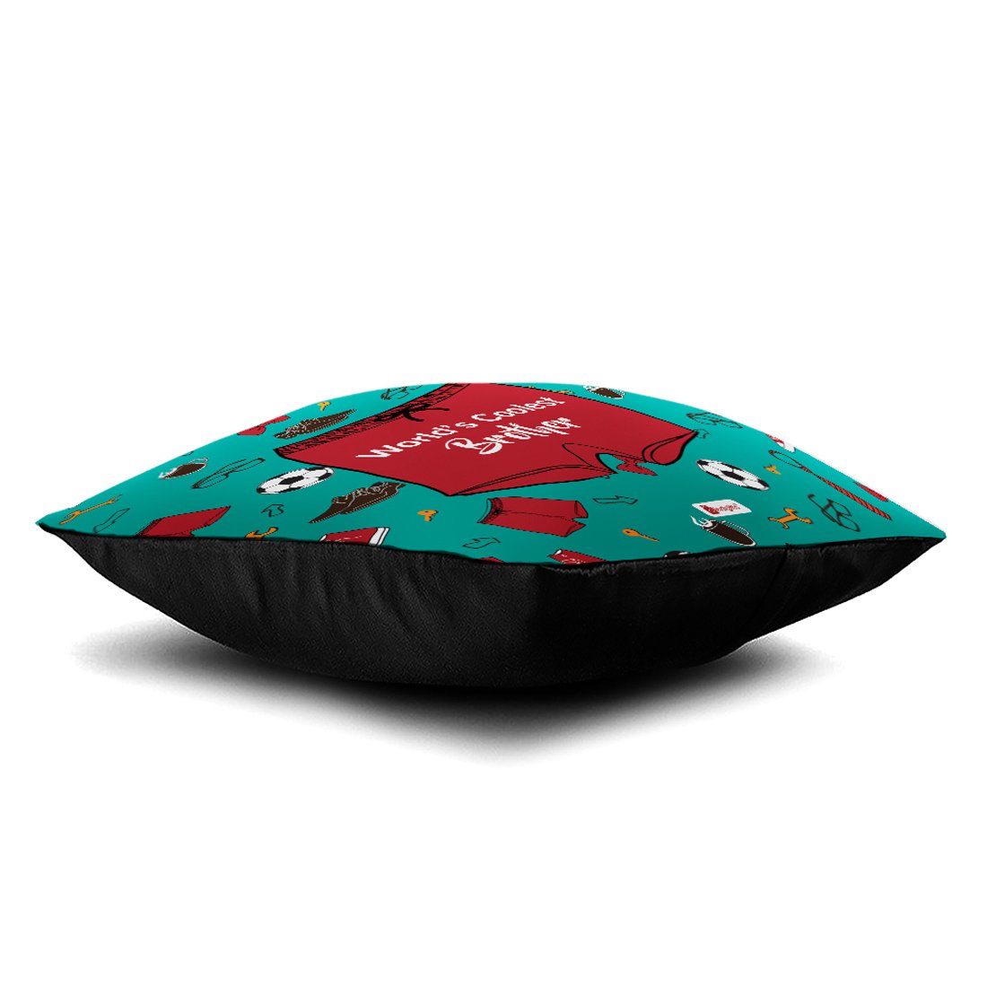 Indigifts Raksha Bandhan Gifts for Brother Worlds Coolest Brother Quote Sea Green Cushion Cover 12x12 inch with Filler - Best Ra
